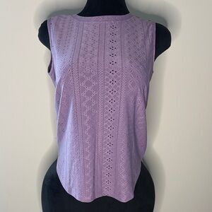 Sleeveless Eyelet Lace Top - Purple